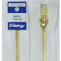 Vizzy Jeans Zip 15cm WHITE, A Quality Brand Name Zipper