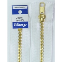 Vizzy Jeans Zip 18cm WHITE, A Quality Brand Name Zipper