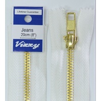 Vizzy Jeans Zip 20cm WHITE, A Quality Brand Name Zipper