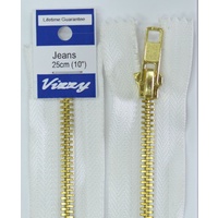 Vizzy Jeans Zip, Jeans Zipper, 25cm (10&quot;) White