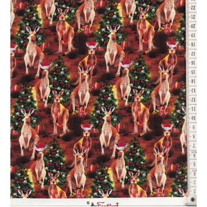 Festive Friends KANGAROOS, 110cm Wide Cotton Fabric 1034A Per 25cm