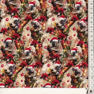 Festive Friends KOALAS, 110cm Wide Cotton Fabric 1034B Per 25cm