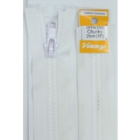 Vizzy Chunky Open End Zip 25cm, Colour 01 WHITE