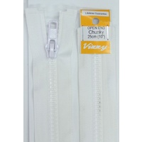 Vizzy Chunky Open End Zip 25cm, Colour 01 WHITE, A Quality Brand Name Zipper