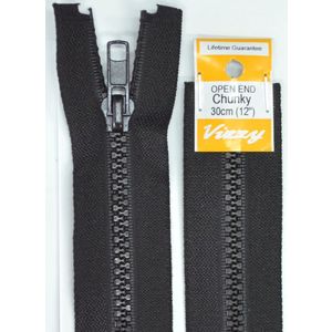 Vizzy Chunky Open End Zip 30cm, #02 BLACK