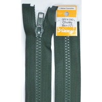 Vizzy Chunky Open End Zip 30cm, Colour 46 HUNTER GREEN