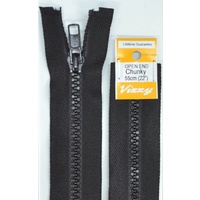 Vizzy Chunky Open End Zip 55cm, Colour 02 BLACK
