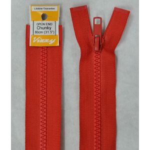 Vizzy Chunky Open End Zip 80cm, Colour 31 RED