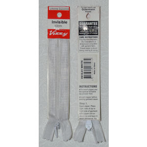 Vizzy Invisible Zip 10cm, Colour 01 WHITE