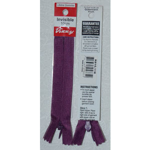 Vizzy Invisible Zip 10cm, Colour 118 GRAPE