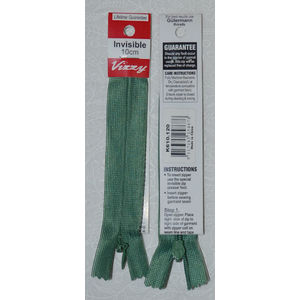 Vizzy Invisible Zip 10cm, Colour 120 DUSTY GREEN, A Quality Brand Name Zipper