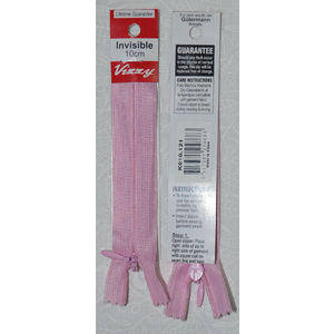 Vizzy Invisible Zip 10cm, Colour 121 DUSTY PINK, A Quality Brand Name Zipper
