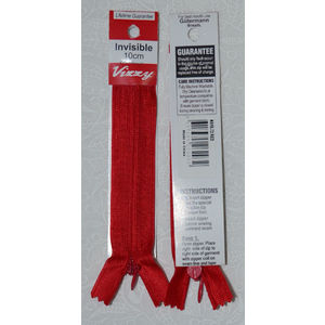 Vizzy Invisible Zip 10cm, Colour 72 RED, A Quality Brand Name Zipper