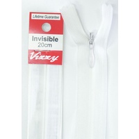 Vizzy Invisible Zip 20cm, Colour 01 WHITE