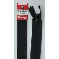 Vizzy Invisible Zip 25cm, Colour 02 BLACK