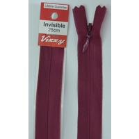Vizzy Invisible Zip 25cm, Colour 34 BURGUNDY, A Quality Brand Name Zipper