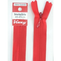Vizzy Invisible Zip 40-45cm, Colour 72 RED, A Quality Brand Name Zipper