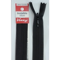Vizzy Invisible Zip 55cm, Colour 02 BLACK