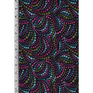 Cat-I-Tude Beaded Swirls Multi, 110cm wide Cotton Fabric 7122/599