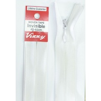 Vizzy Woven Tape Invisible Zip 40-45cm Colour 01 WHITE, A Quality Brand Name Zipper