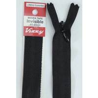Vizzy Woven Tape Invisible Zip 40-45cm Colour 02 BLACK, A Quality Brand Name Zipper