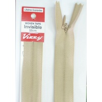 Vizzy Woven Tape Invisible Zip 55cm Colour 07 NATURAL, A Quality Brand Name Zipper