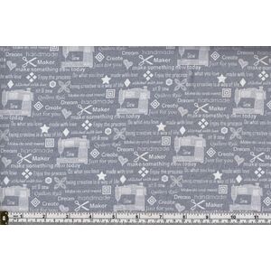 Cotton Fabric 8067/611, My Happy Place GREY, 110cm Wide Per Metre