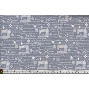 Cotton Fabric 8067/611, My Happy Place GREY, 110cm Wide Per Metre