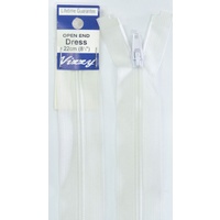 Vizzy Open End Dress Zip 22cm 01 WHITE, A Quality Brand Name Zipper