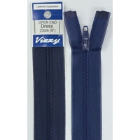 Vizzy Open End Dress Zip 22cm 58 NAVY, A Quality Brand Name Zipper