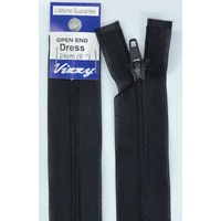 Vizzy Open End Dress Zip 24cm 02 BLACK, A Quality Brand Name Zipper