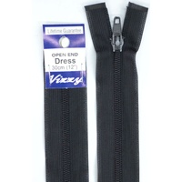 Vizzy Open End Dress Zip 30cm 02 BLACK, A Quality Brand Name Zipper