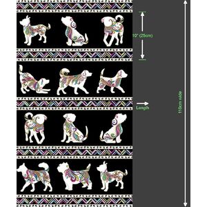 Dog On It, Dog Walk Black Multi, 112cm Wide Cotton Fabric 9050/5112
