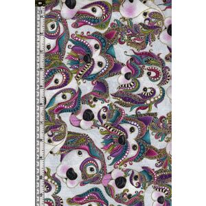 Dog On It, Let&#39;s Face It Lt-Grey Multi 112cm Wide Cotton Fabric 9050/5313