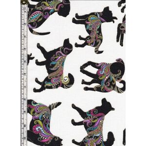 Dog On It, Hot Diggity Large White 112cm Wide Cotton Fabric 9050/5409