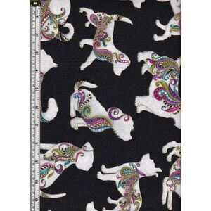 Dog On It, Hot Diggity Large Black 112cm wide Cotton Fabric 9050/5412