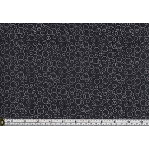 39cm REMNANT Cotton Fabric 9077A Black &amp; Whites BUBBLES, 110cm Wide