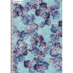 Violet Twilight, Shimmery Blossoms Aqua, 112cm Wide Cotton Fabric 9105/1905