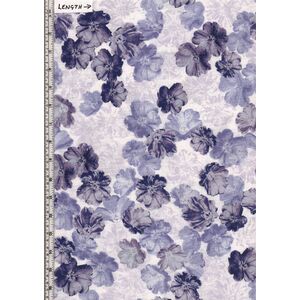 Violet Twilight, Shimmery Blossoms White 112cm Wide Cotton Fabric 9105/1909