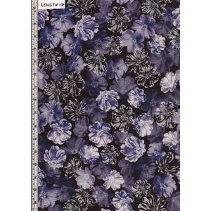 Violet Twilight, Shimmery Blossoms Navy Purple, 112cm Wide Cotton Fabric 9105/1966