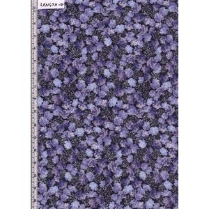 Violet Twilight, Pearly Blooms Navy Purple 112cm Wide Cotton Fabric 9105/2066