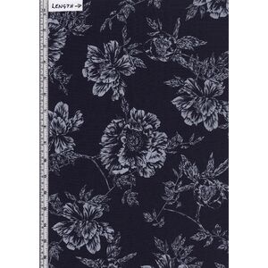 Violet Twilight, Pearl Shadow Flowers Navy 112cm Wide Cotton Fabric 9105/2255