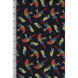 Rainforest Tossed Parrots BLACK, 112cm Wide Cotton Fabric 9106/6112