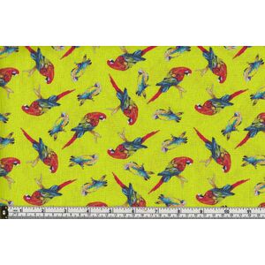 Rainforest Tossed Parrots Allover LIME, 112cm Wide Cotton Fabric 9106/6140