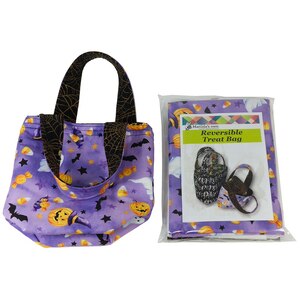 Reversible Treat Bag KIT - Sweet &amp; Scary, Pattern, Fabric, Batting