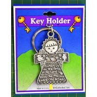 Baby On Board Angel Keyring, Pewter, "Protect Us As We Drive", 60 x 40mm 