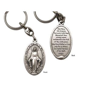 Keyring Hail Mary / Miraculous 95mm Overall length (Medal 40mm x 25mm)