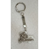 KeyRing Double Sided St Christopher, Auto 37 x 25mm Medallion 80mm Overall