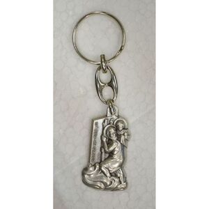 Keyring Large St Christopher 45 x 27mm Medallion 100mm Overall Length Italy