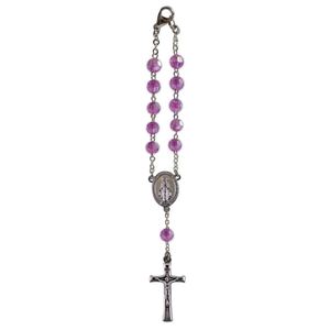 Birthstone Car Rosary 6mm Amethyst AB Acrylic Auto Rosary